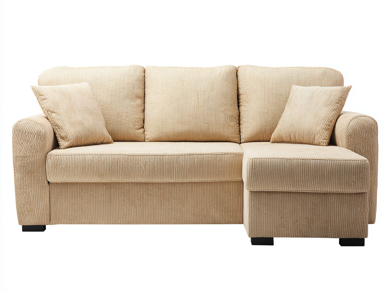 Canapé d'angle en tissu 250x160x85 cm - beige - style moderne fonctionnel-Abodeno