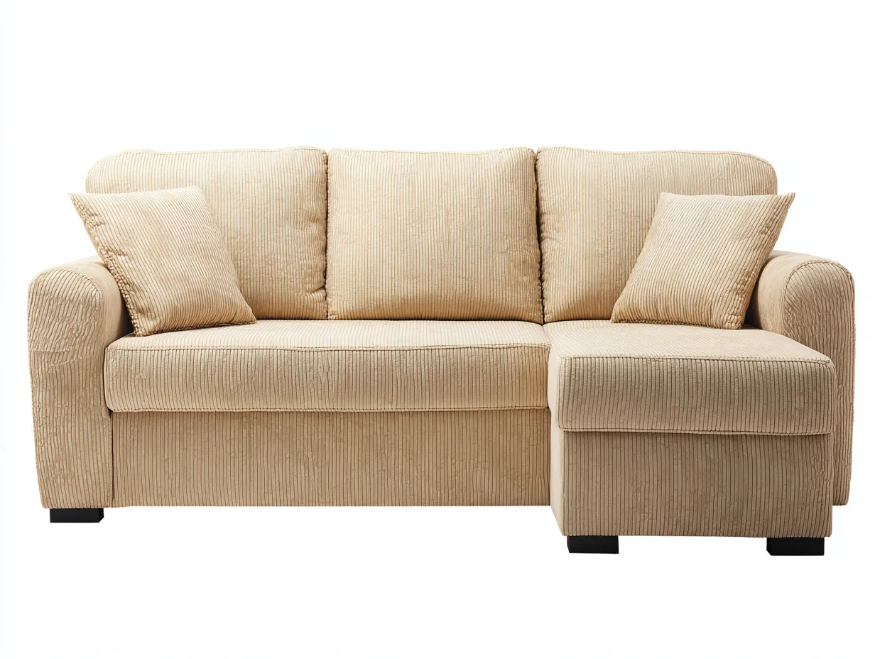 Canapé d'angle en tissu 250x160x85 cm - beige - style moderne fonctionnel-Abodeno