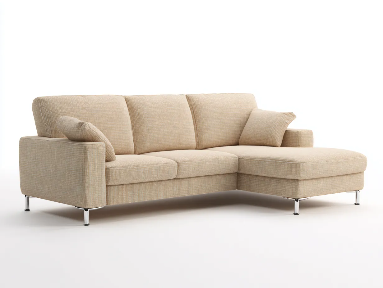 Canapé d'angle en tissu 270x165x85 cm - beige - style moderne minimaliste-Abodeno