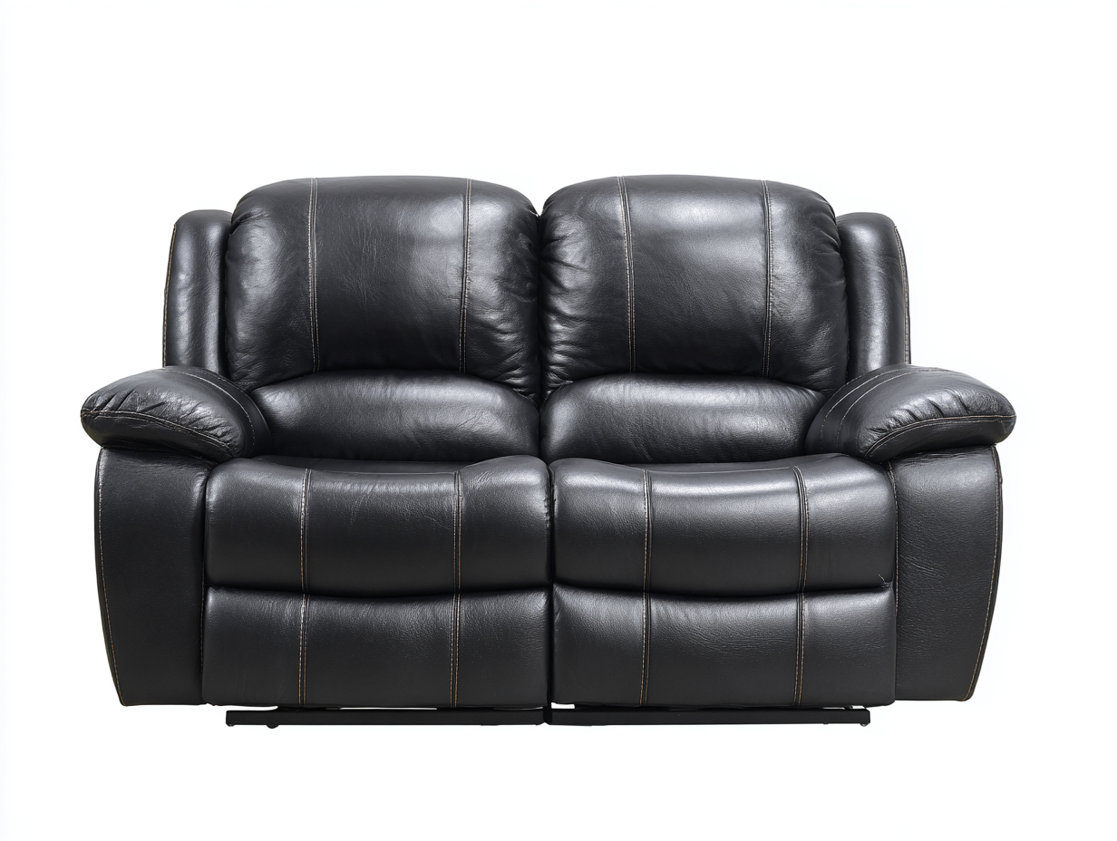 Canapé deux places - cuir - 165x95x100 cm - noir - design inclinable ergonomique-Abodeno