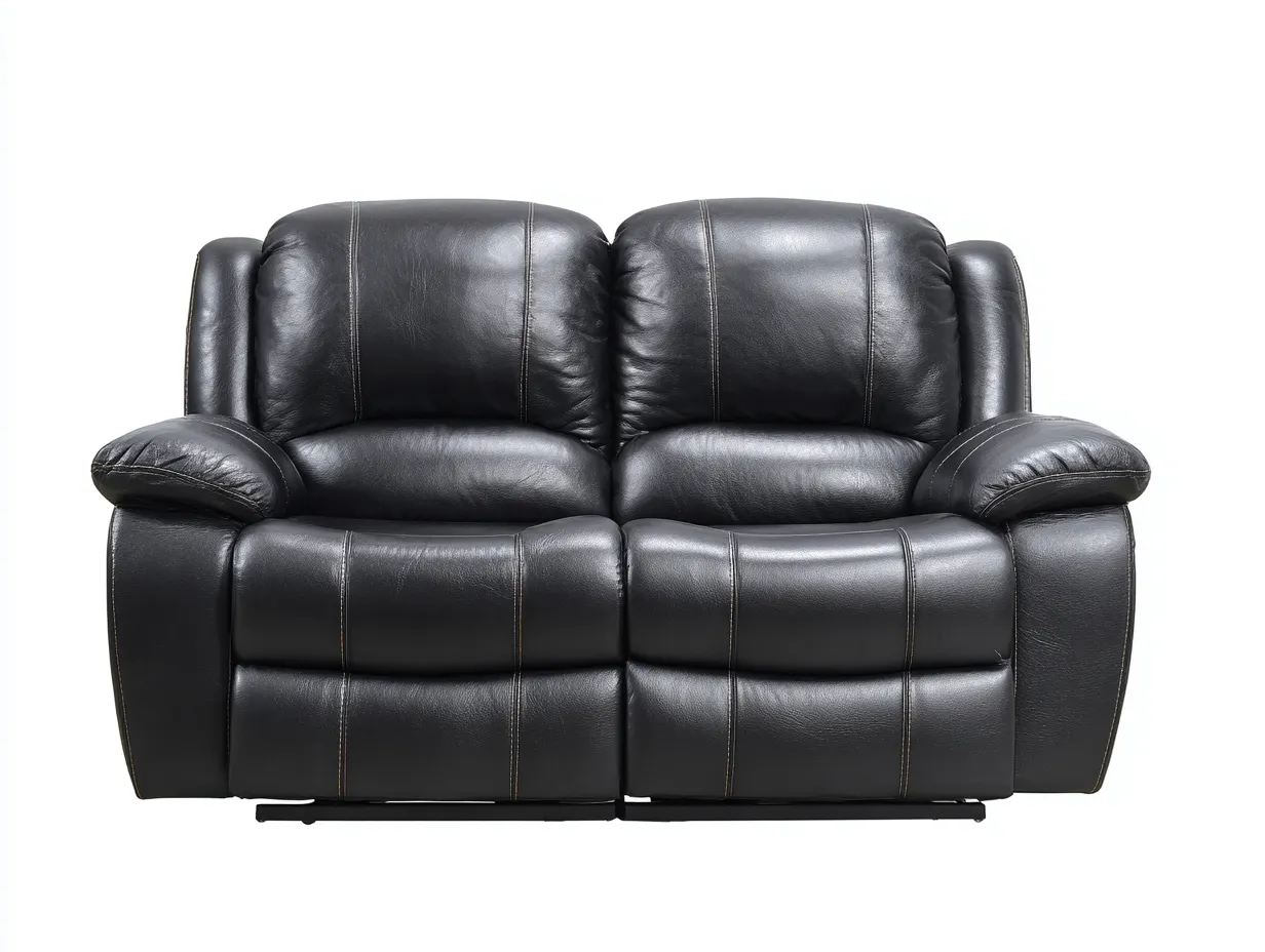 Canapé deux places - cuir - 165x95x100 cm - noir - design inclinable ergonomique-Abodeno