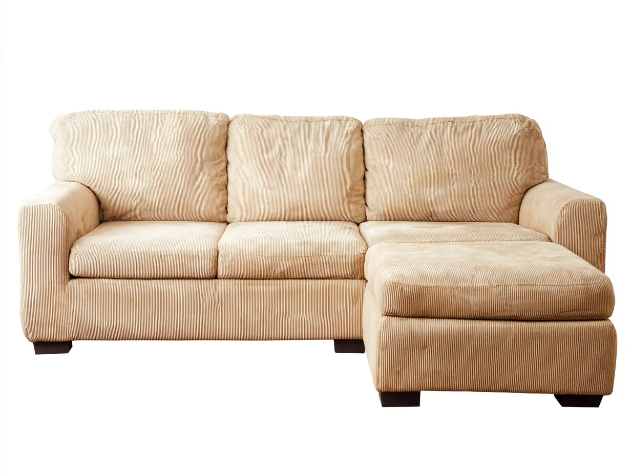 Canapé d'angle en velours côtelé 252x158x86 cm - beige - design moderne et confortable-Abodeno