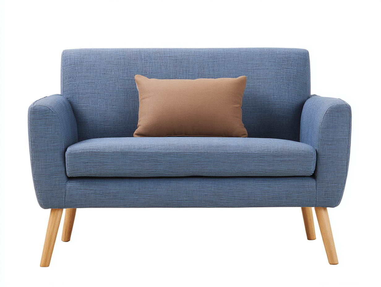 Canapé deux places - tissu - 150x85x85 cm - bleu - design scandinave en bois clair-Abodeno