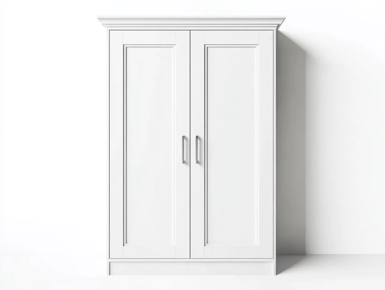Armoire 120x55x160 cm - blanc - style classique avec portes battantes et espace de rangement pratique-Homelyia