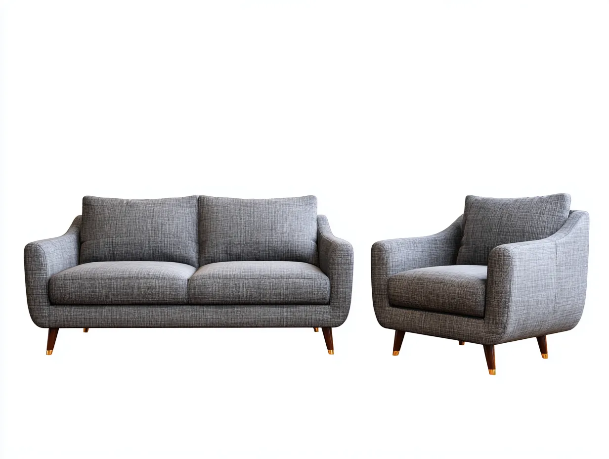 Ensemble canapé 2 places 180x90x95 cm et fauteuil 100x90x95 cm - tissu gris clair - style contemporain-Homelyia