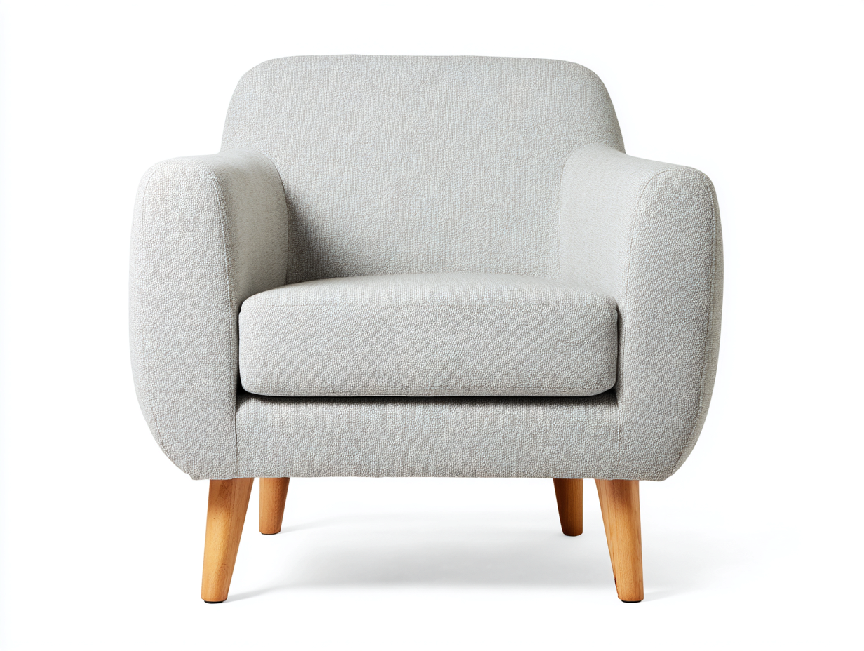 Fauteuil en tissu 76x80x84 cm - gris clair / pieds bois naturel - style scandinave minimaliste-Homelyia