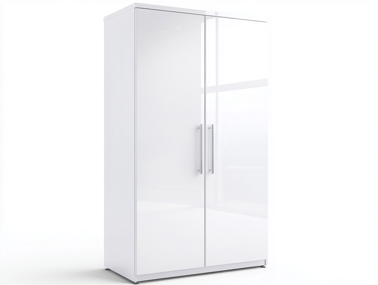 Armoire 110x55x180 cm - blanc brillant - à deux portes au design moderne-Homelyia