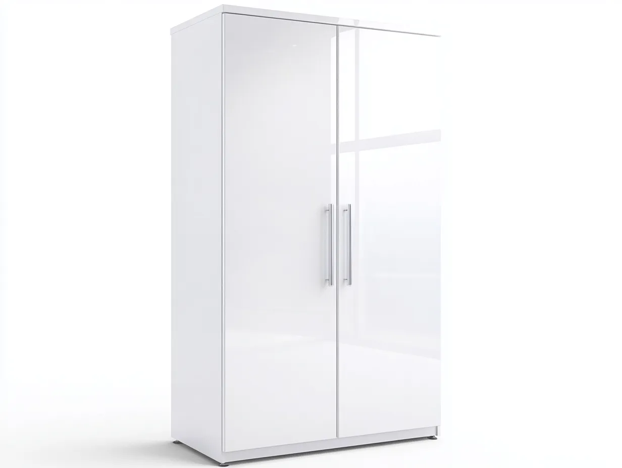 Armoire 110x55x180 cm - blanc brillant - à deux portes au design moderne-Homelyia