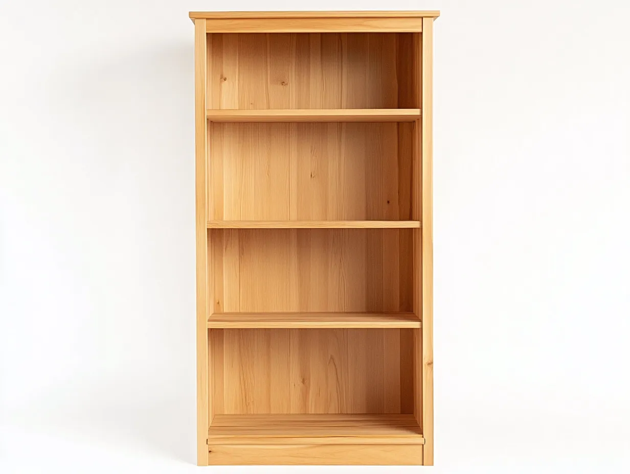 Bibliothèque en pin massif 90x35x175 cm - bois naturel - style rustique avec espace de rangement ouvert-Homelyia