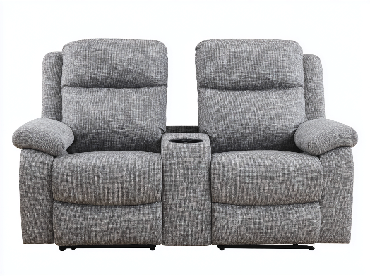 Canapé 2 places en tissu 165x95x100 cm - gris - avec fonctions relax manuelles et porte-gobelets intégrés-Homelyia