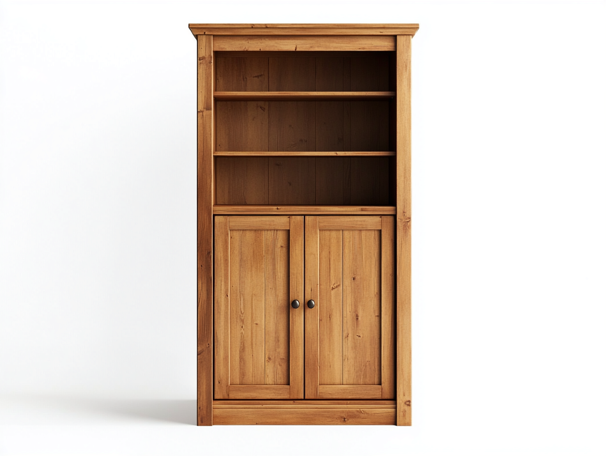 Bibliothèque en bois massif 90x35x180 cm - chêne - avec espace de rangement au style rustique-Homelyia