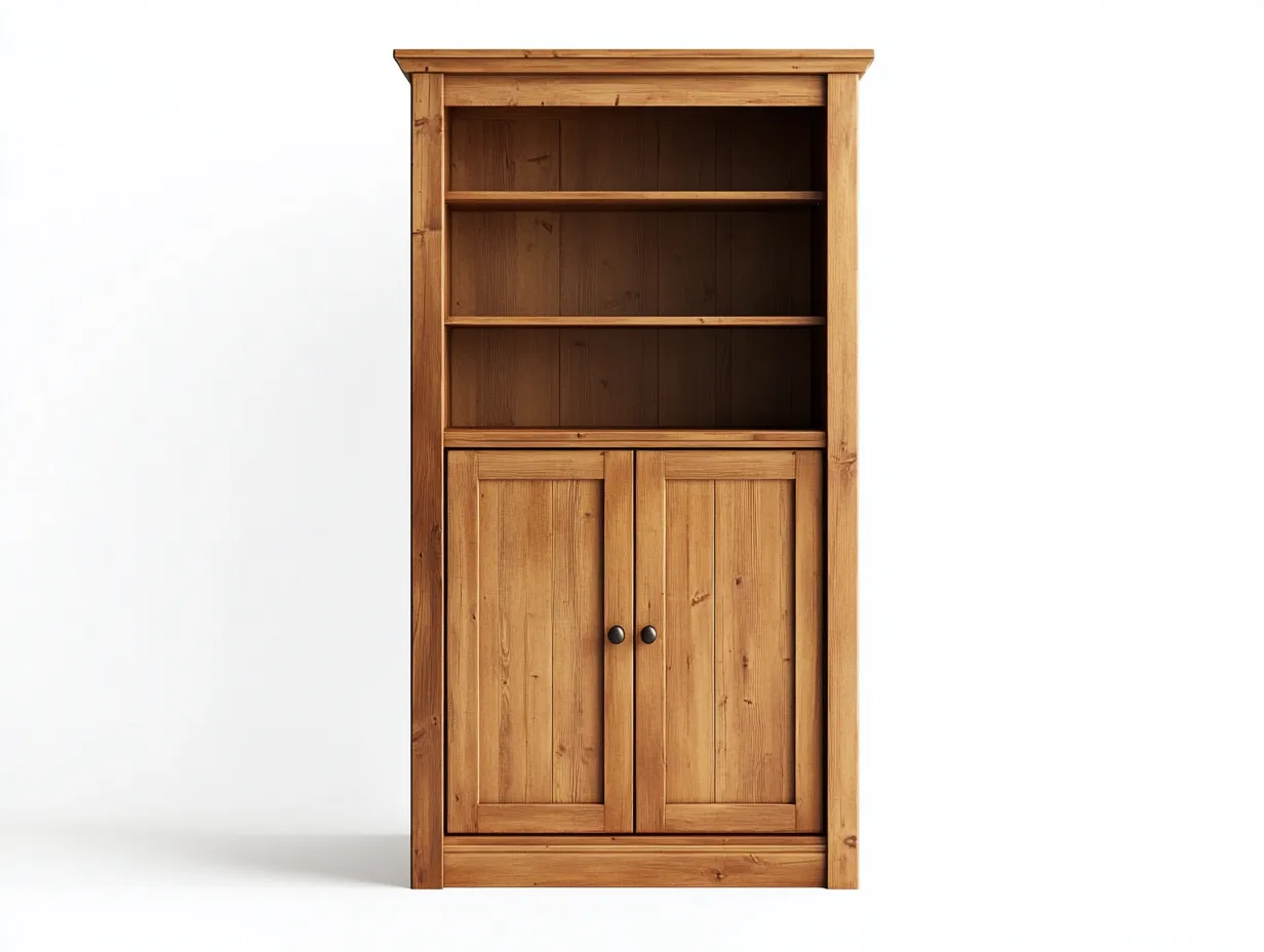 Bibliothèque en bois massif 90x35x180 cm - chêne - avec espace de rangement au style rustique-Homelyia