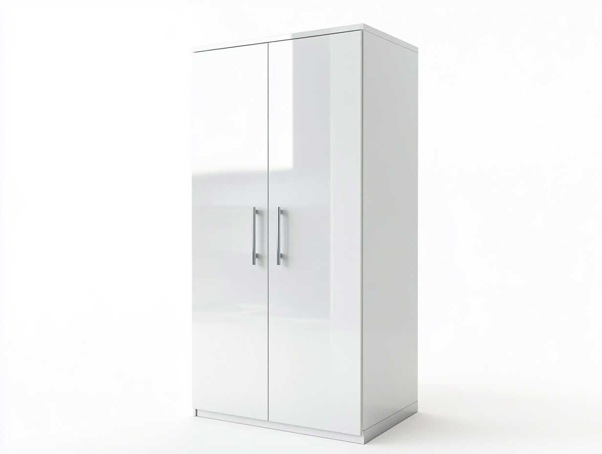 Armoire 100x55x200 cm - blanc brillant - design moderne avec portes battantes et espace de rangement pratique-Homelyia