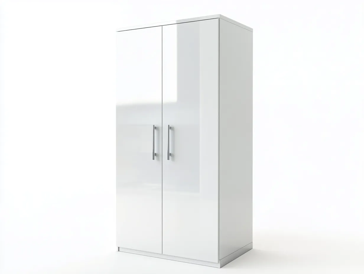 Armoire 100x55x200 cm - blanc brillant - design moderne avec portes battantes et espace de rangement pratique-Homelyia