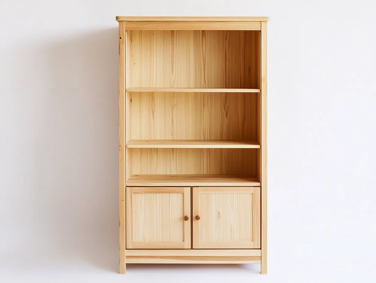 Bibliothèque en pin massif 100x35x175 cm - bois naturel - style rustique avec espace de rangement-Homelyia