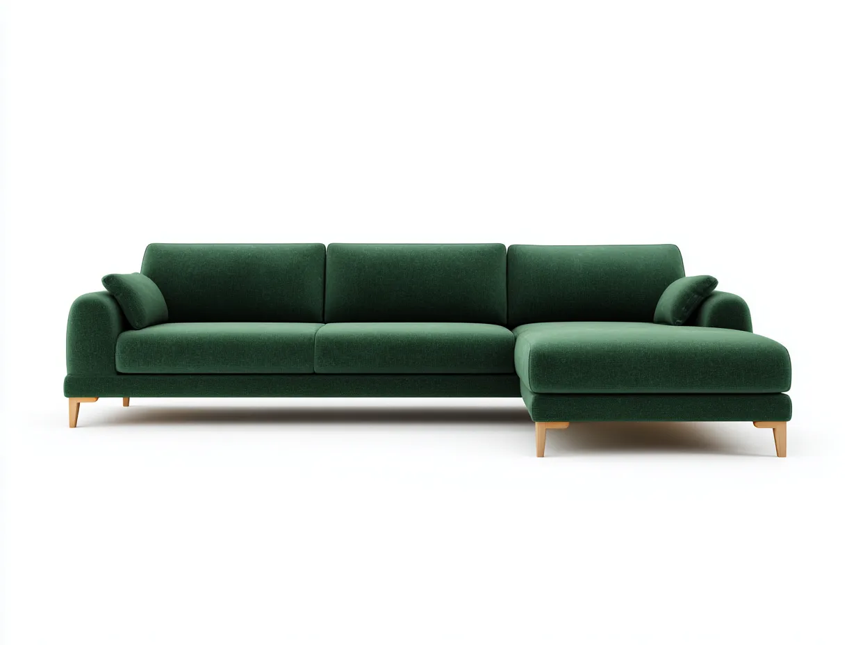 Canapé d'angle en tissu 255x165x85 cm - vert foncé - design contemporain-Homelyia