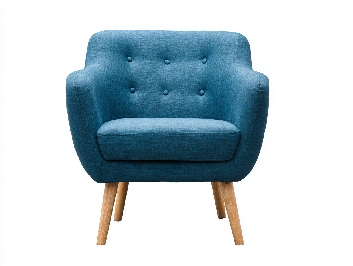 Fauteuil en tissu 75x78x83 cm - bleu pétrole / pieds chêne clair - style scandinave contemporain-Homelyia