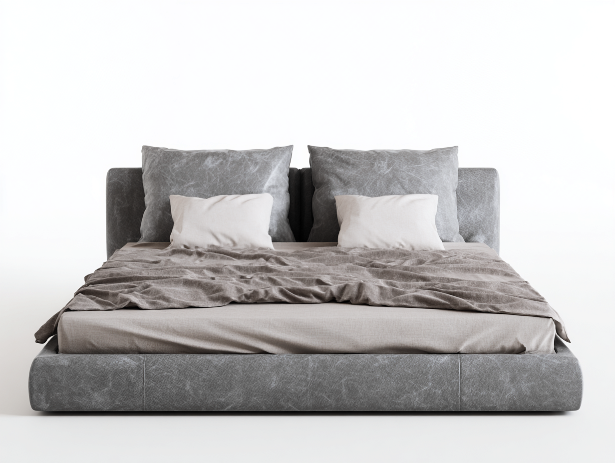 Lit double tapissé 165x210x95 cm - gris - style moderne et confortable-Homelyia