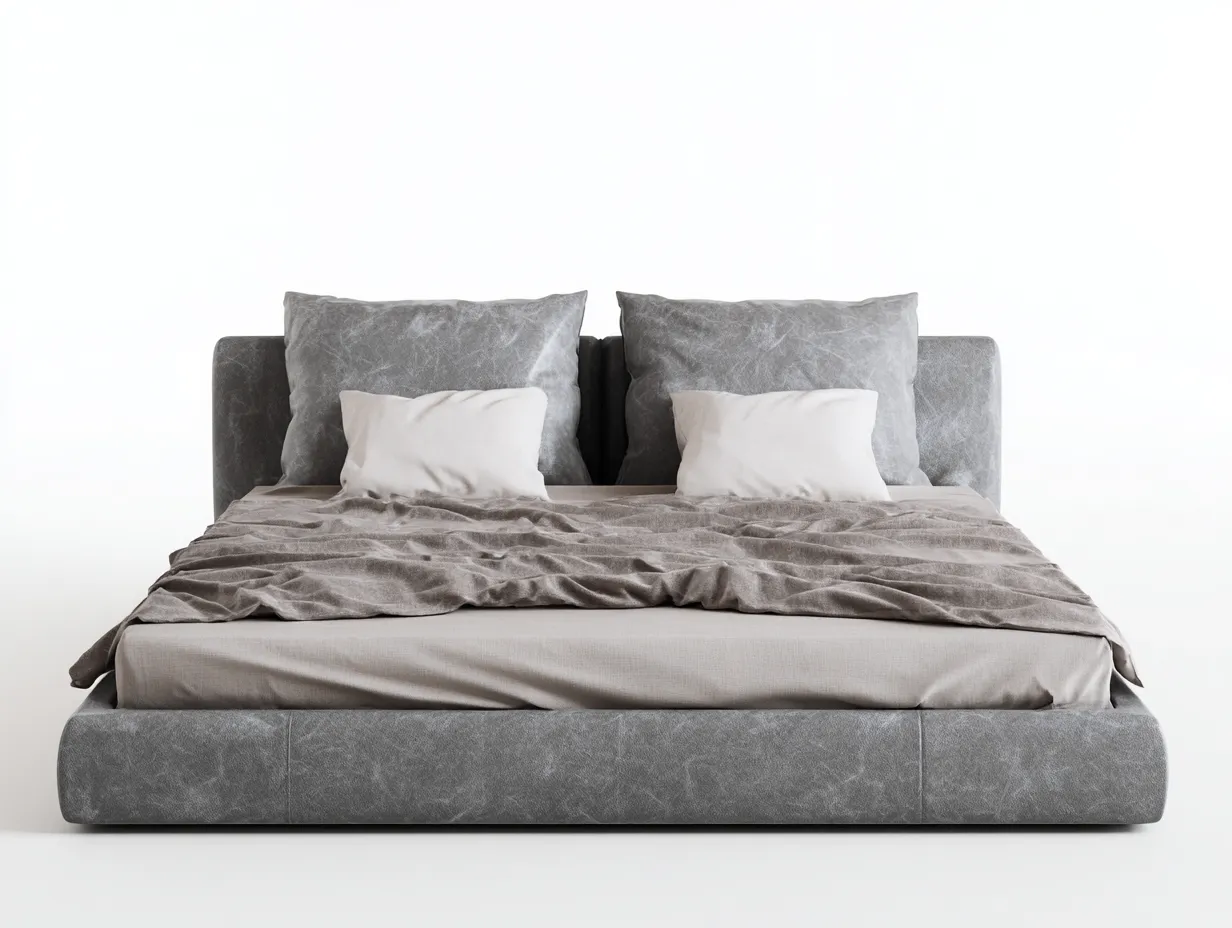 Lit double tapissé 165x210x95 cm - gris - style moderne et confortable-Homelyia