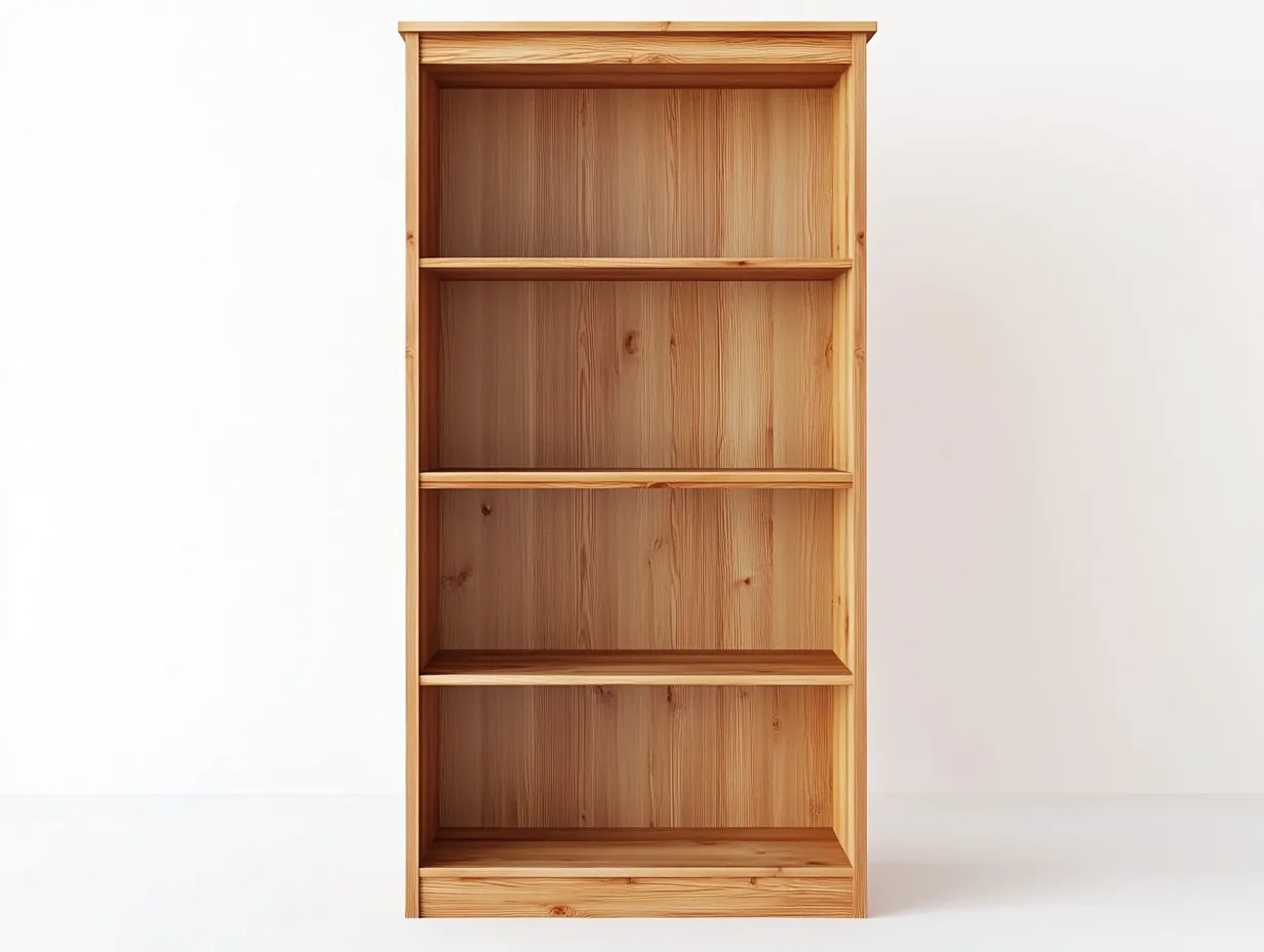 Bibliothèque en pin massif 100x35x180 cm - bois naturel - style rustique avec espace de rangement ouvert-Homelyia
