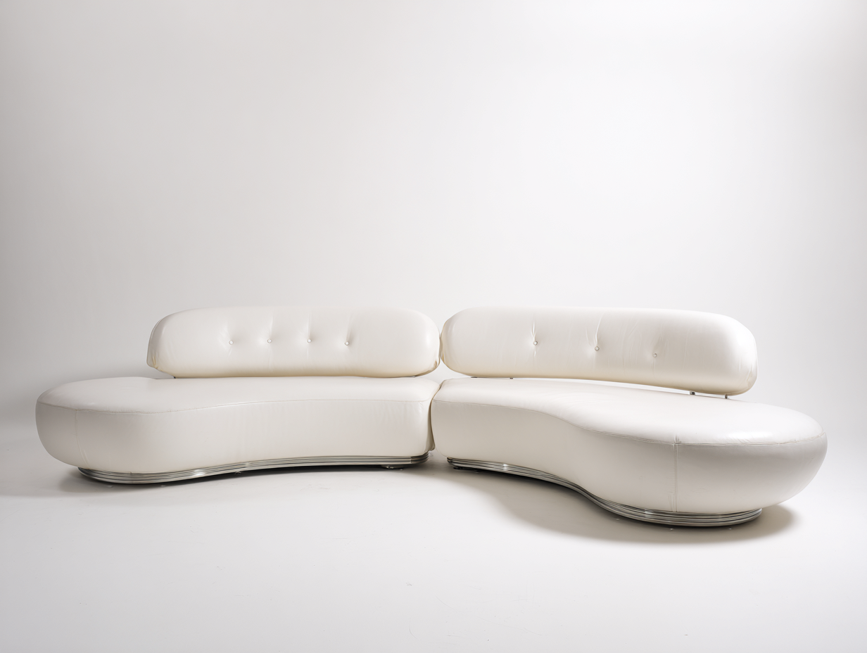 Canapé d'angle en cuir 285x125x85 cm - blanc - design contemporain-Homelyia