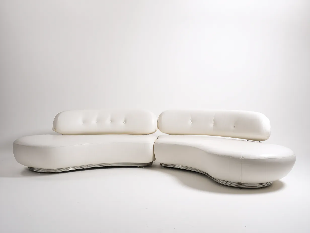 Canapé d'angle en cuir 285x125x85 cm - blanc - design contemporain-Homelyia