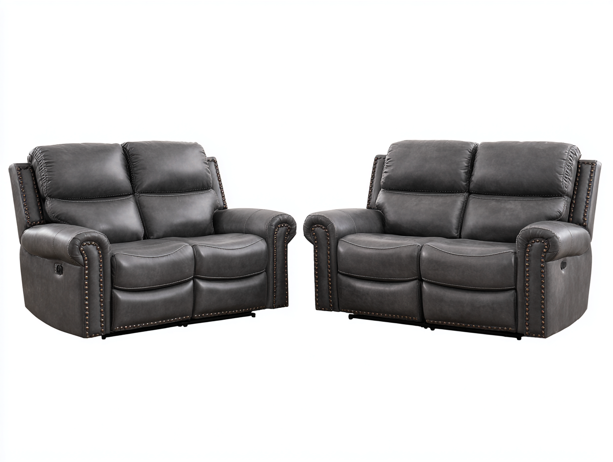 Canapés deux places 160x95x100 cm - cuir gris foncé - ensemble salon moderne et relaxant-Homelyia