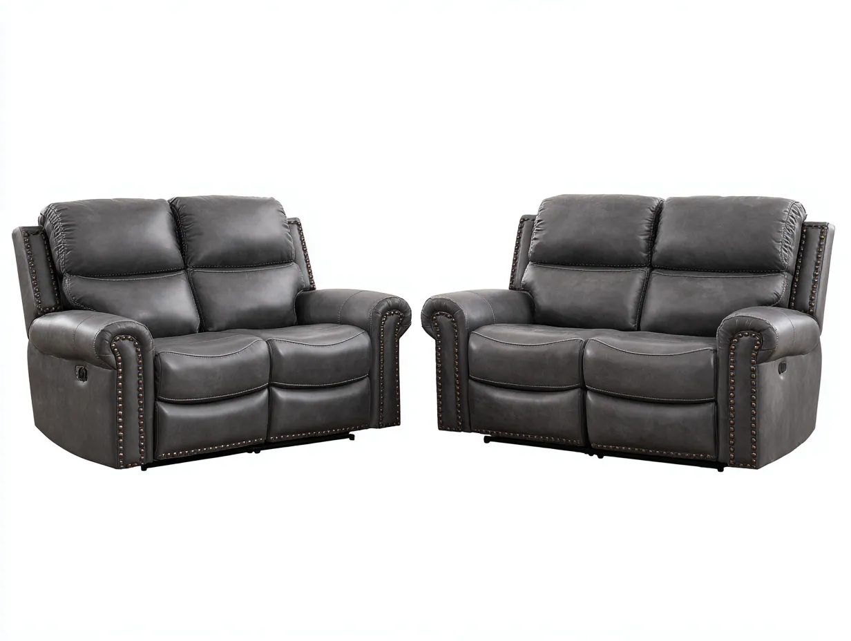 Canapés deux places 160x95x100 cm - cuir gris foncé - ensemble salon moderne et relaxant-Homelyia