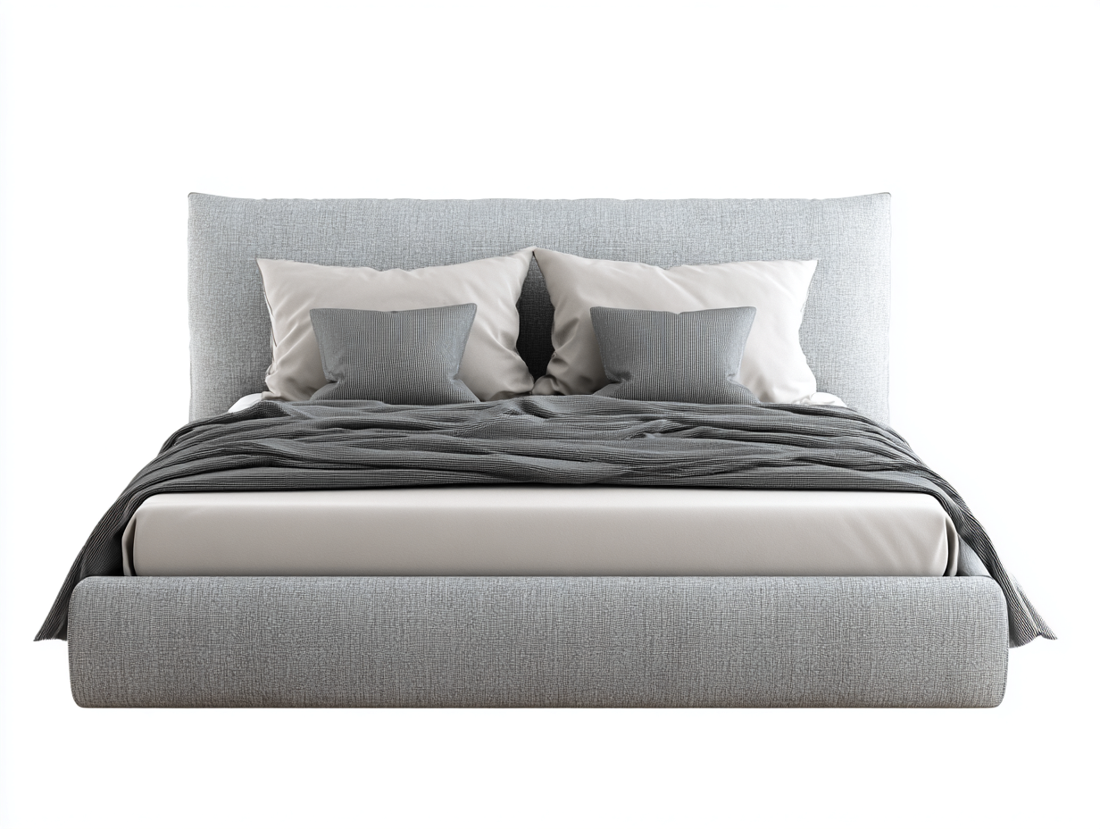 Lit double tapissé 160x200x100 cm - tissu gris clair - style moderne et confortable-Homelyia
