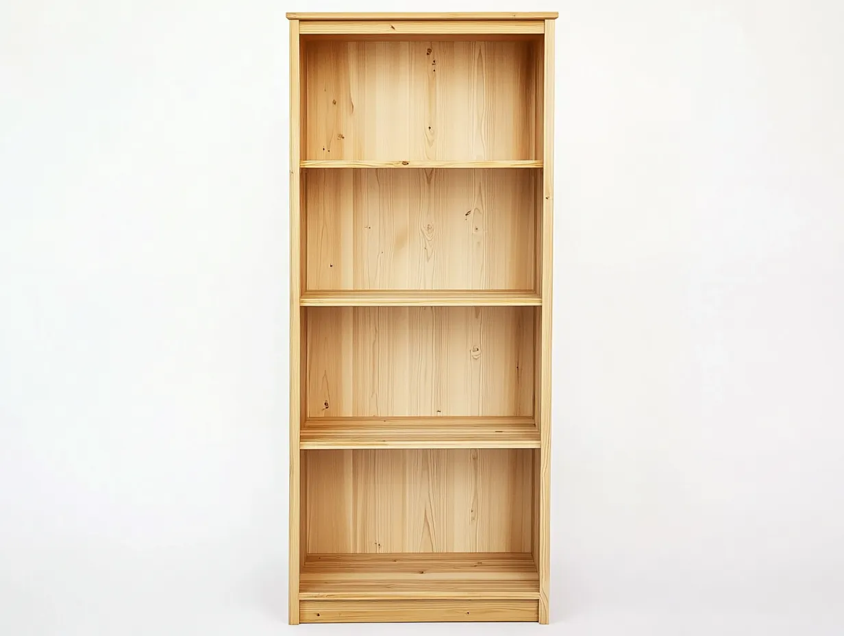 Bibliothèque en bois massif 80x30x180 cm - chêne clair - avec espace de rangement au style naturel-Homelyia