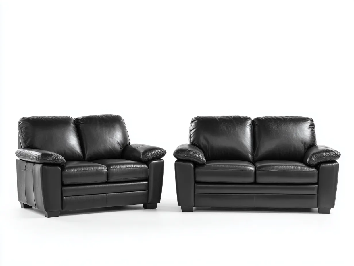 Canapés 2 places 170x95x95 cm et 165x95x95 cm en cuir - noir - style moderne élégant-Homelyia