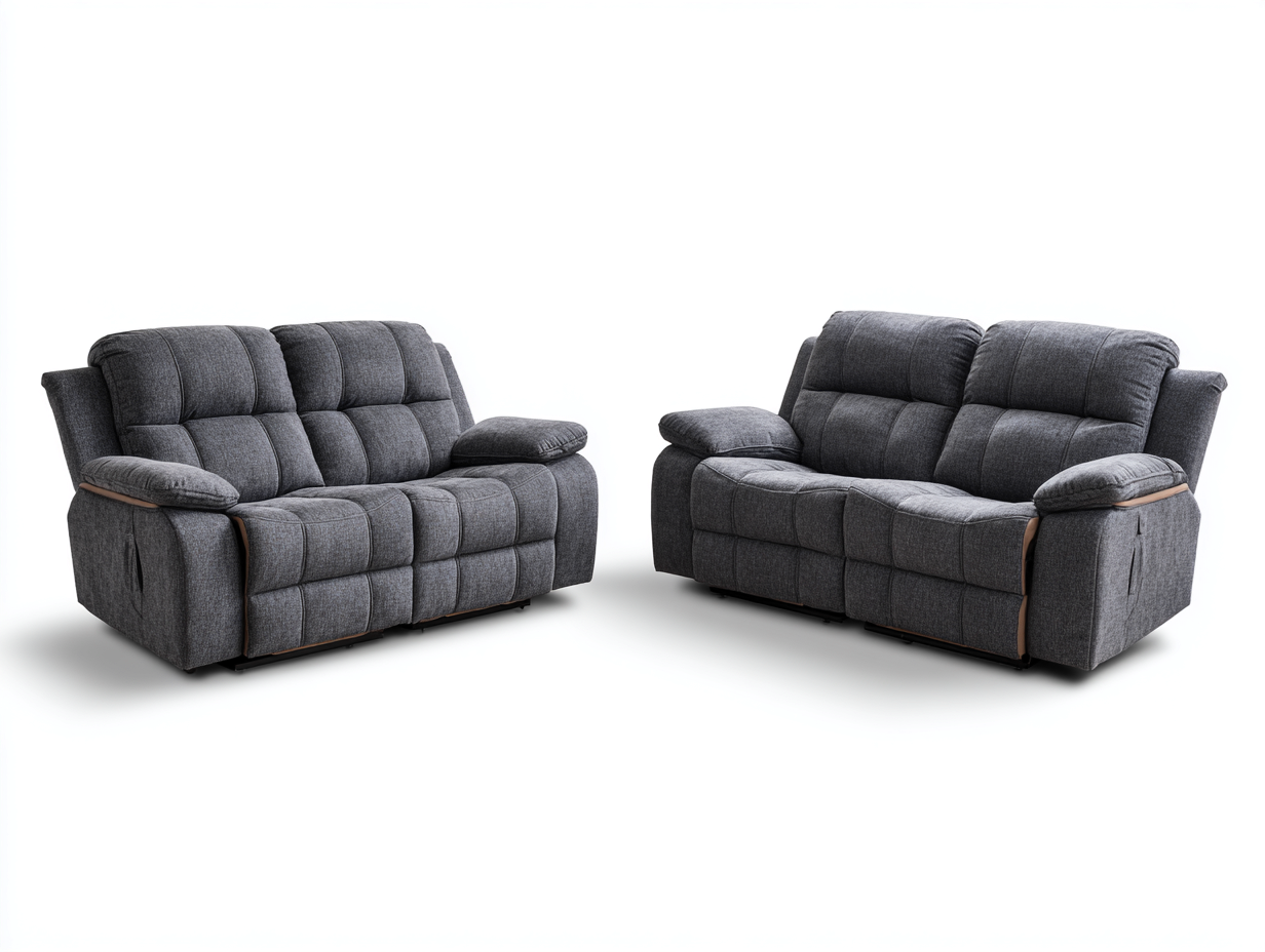 Canapés deux places 160x95x100 cm - tissu gris foncé - ensemble salon moderne et confortable-Homelyia