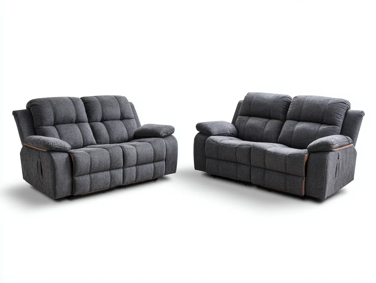 Canapés deux places 160x95x100 cm - tissu gris foncé - ensemble salon moderne et confortable-Homelyia