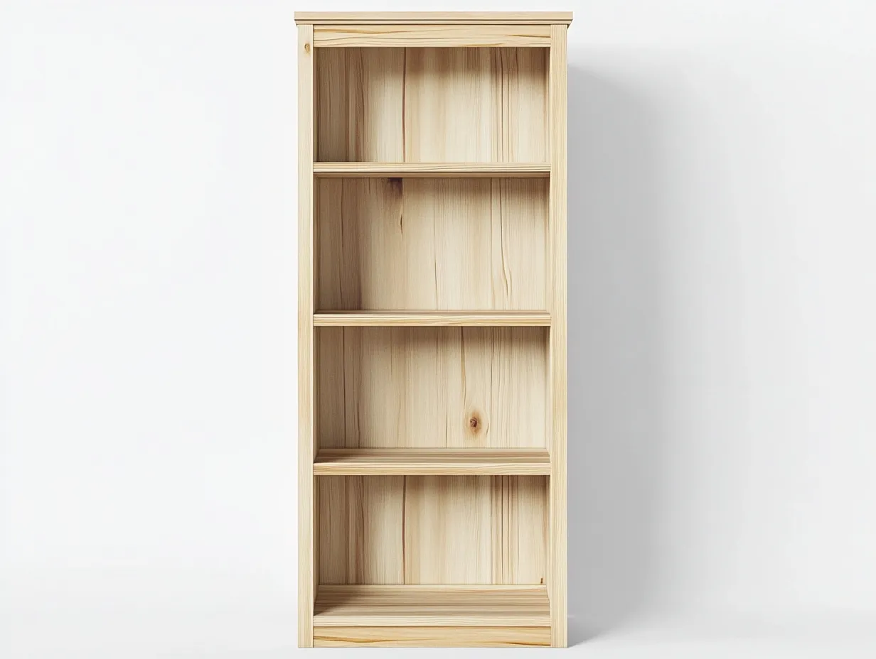 Bibliothèque en bois massif 70x30x180 cm - chêne clair - avec espace de rangement au style naturel-Homelyia
