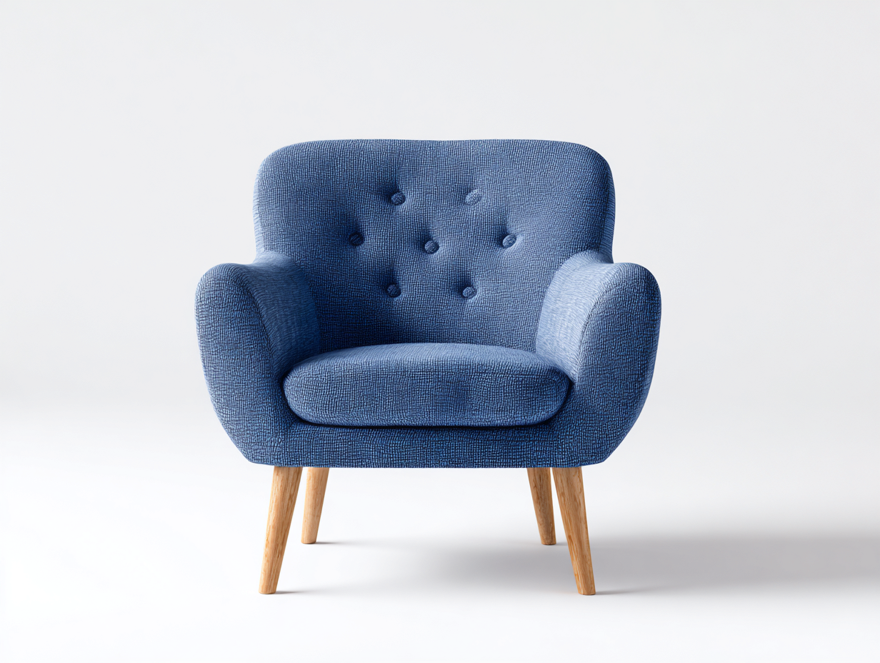Fauteuil en tissu 75x78x83 cm - bleu / pieds chêne clair - style scandinave contemporain-Homelyia