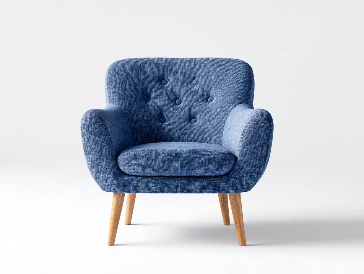 Fauteuil en tissu 75x78x83 cm - bleu / pieds chêne clair - style scandinave contemporain-Homelyia