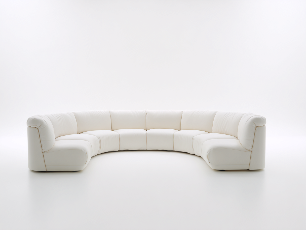 Canapé d'angle panoramique - cuir véritable blanc - 340x150x80 cm - design arrondi moderne - grand confort-Homelyia