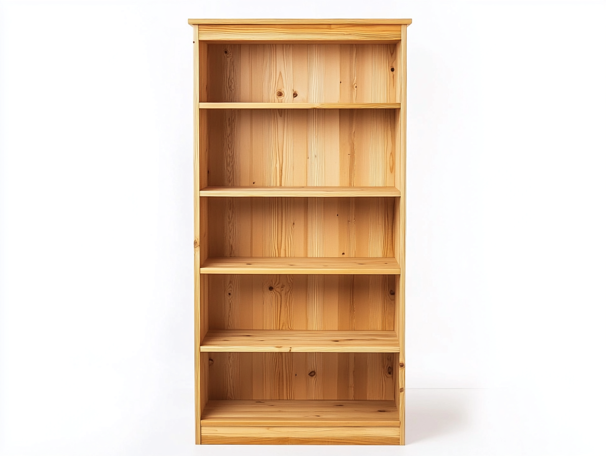 Bibliothèque en pin massif 80x35x180 cm - bois naturel - style rustique avec espace de rangement ouvert-Homelyia
