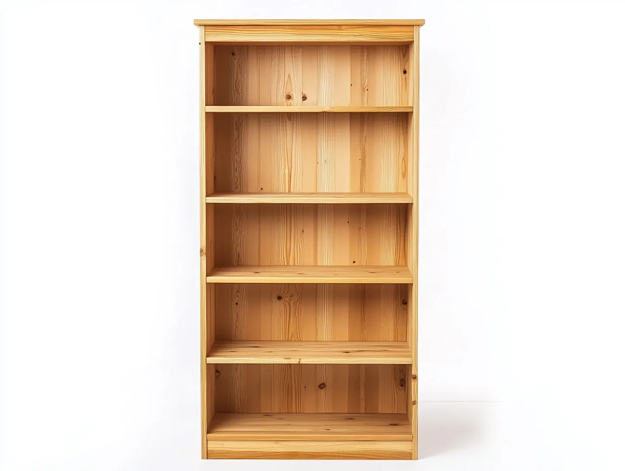 Bibliothèque en pin massif 80x35x180 cm - bois naturel - style rustique avec espace de rangement ouvert-Homelyia