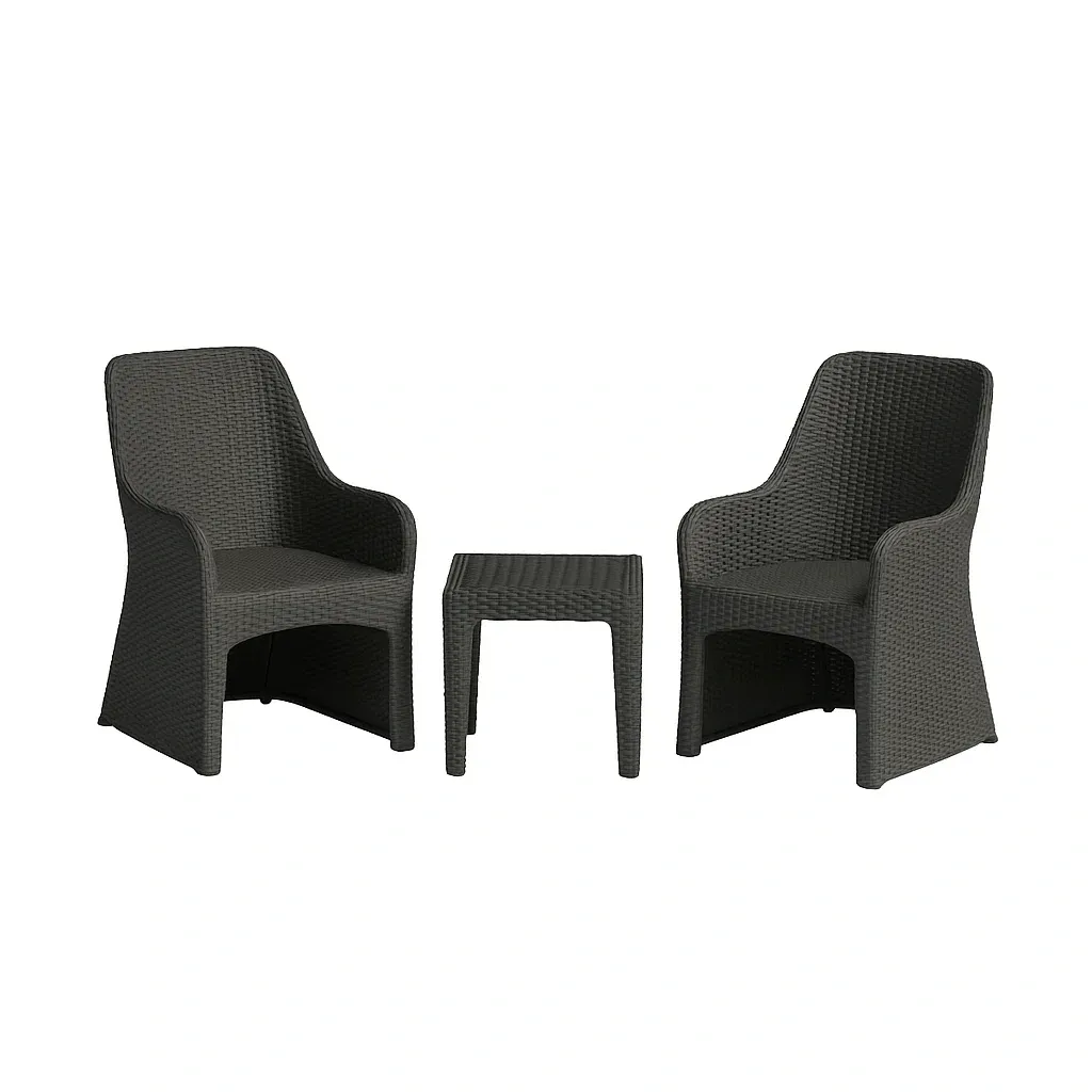 Set da tempo libero piccolo con 2 poltrone e tavolo in resina antracite