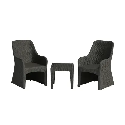 Set da tempo libero piccolo con 2 poltrone e tavolo in resina antracite