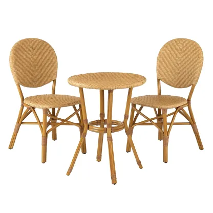 Set da tempo libero piccolo con tavolo e sedie in rattan sintetico per esterni