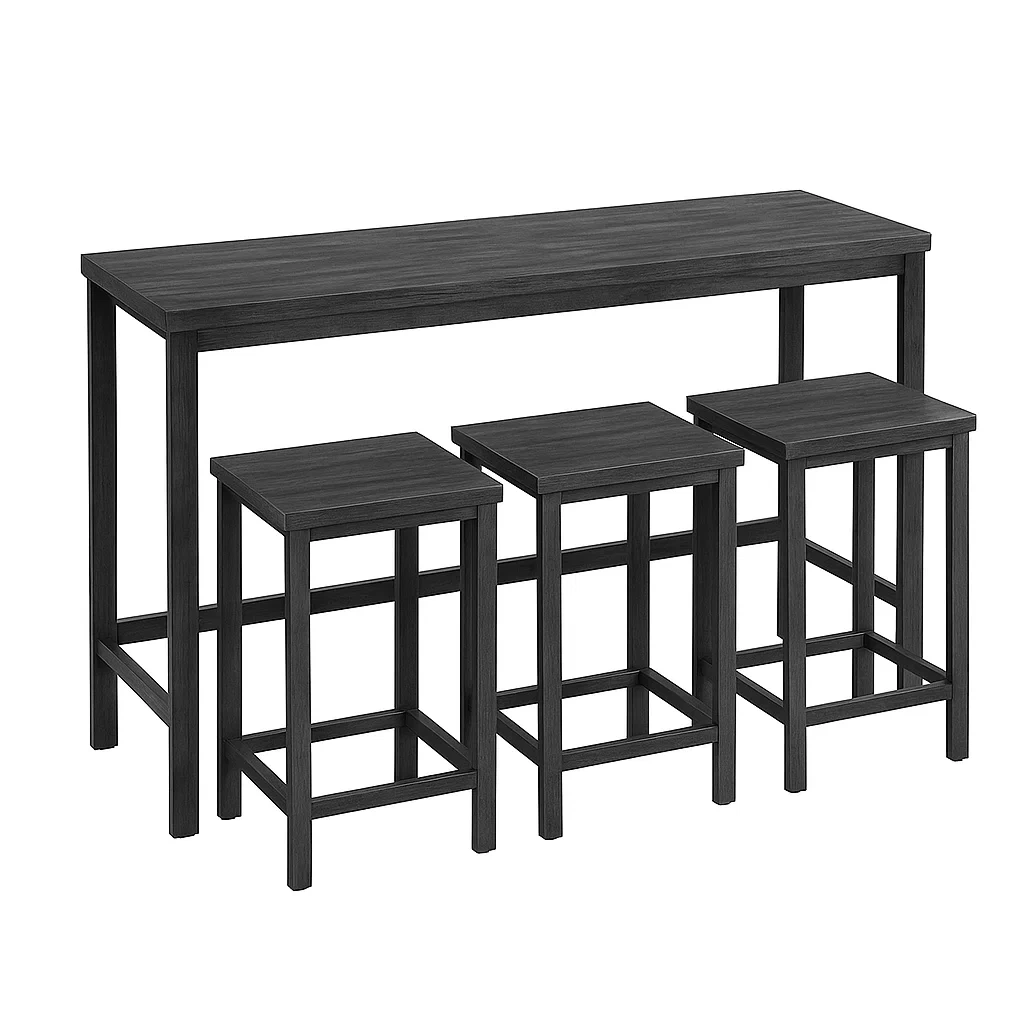 Set tavolo da bar con sedie rettangolare in MDF con sgabelli