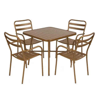 Set tavolo da pranzo con sedie in metallo marrone