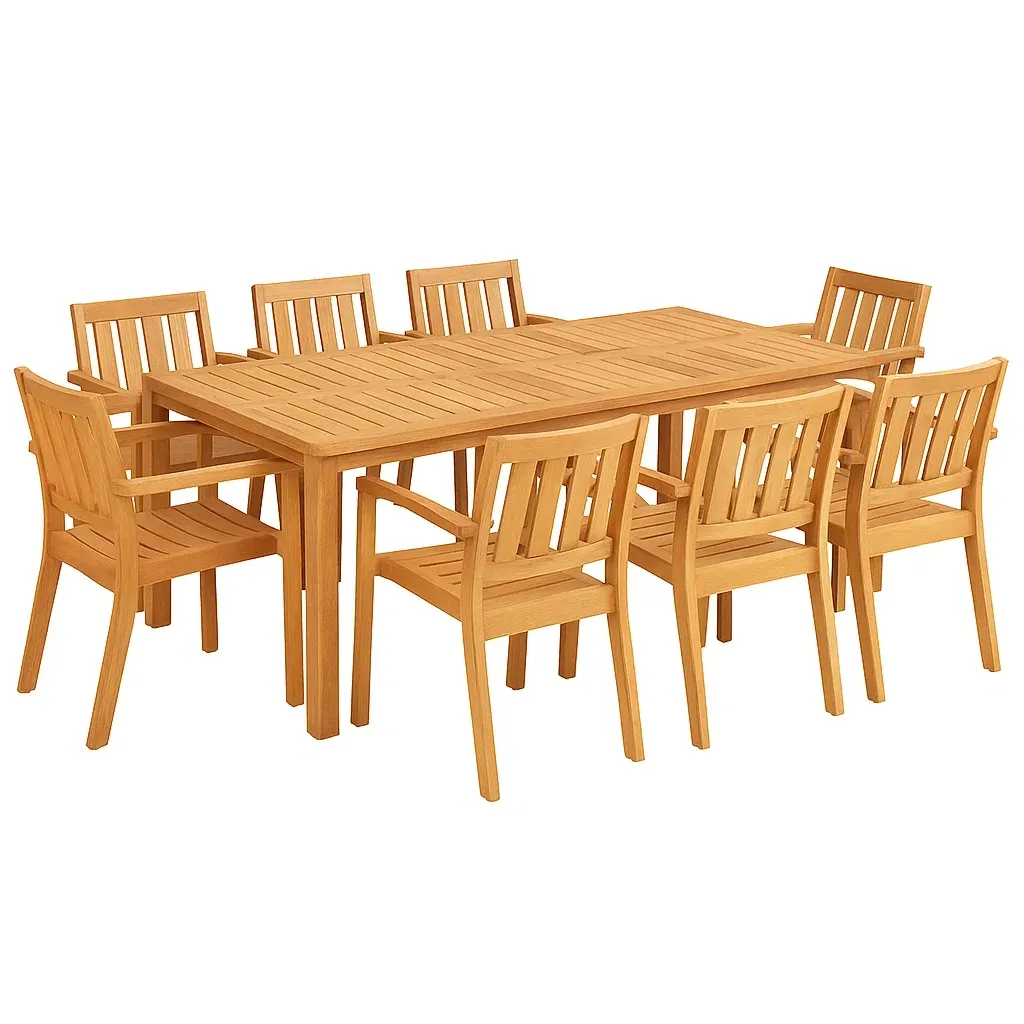 Set tavolo da pranzo con sedie in legno di acacia con 8 sedie