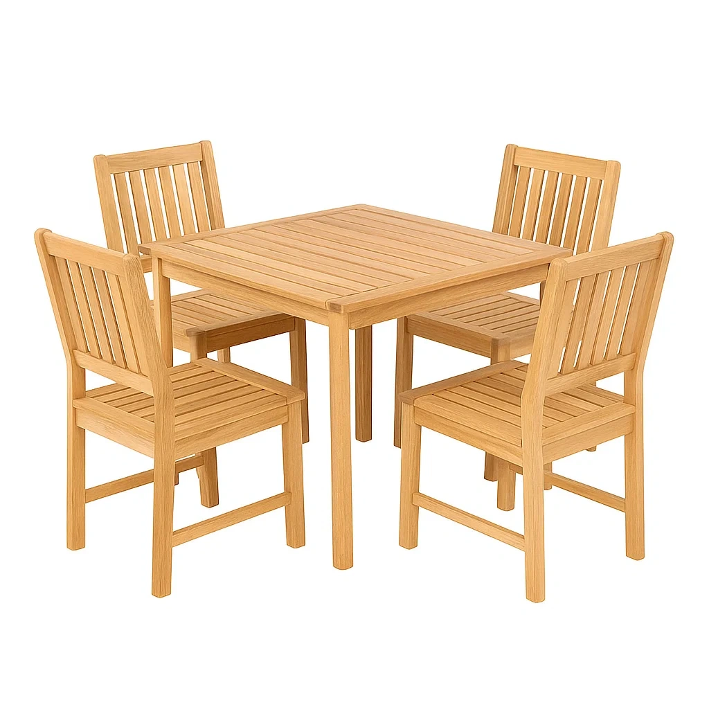 Set tavolo da pranzo con sedie quadrato in legno con 4 sedie