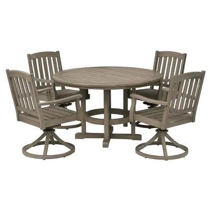 Set tavolo da pranzo con sedie rotondo in legno grigio