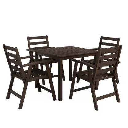 Set tavolo da pranzo con sedie in legno di acacia marrone con tavolo e 4 sedie