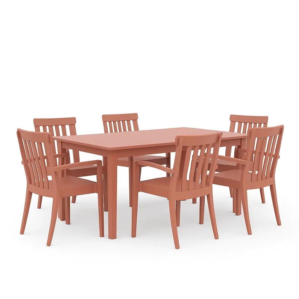 Set tavolo da pranzo con sedie in polipropilene arancione con 6 sedie