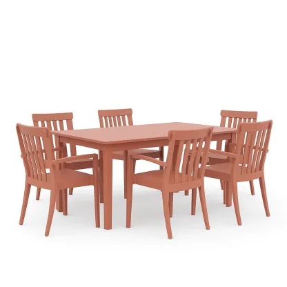 Set tavolo da pranzo con sedie in polipropilene arancione con 6 sedie